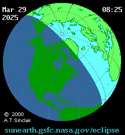 Partial eclipse animation on March 29, 2025.
