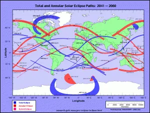 Map of upcoming solar eclipses in the world