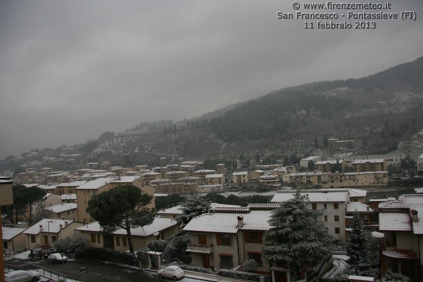 nevicata a Pontassieve e San Francesco, comune di pelago, del 11 febbraio 2013