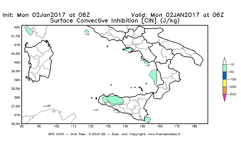 Mappa di analisi GFS - CIN [J/kg] in Sud-Italia
									del 02/01/2017 06 <!--googleoff: index-->UTC<!--googleon: index-->