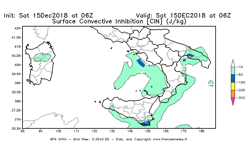 Mappa di analisi GFS - CIN [J/kg] in Sud-Italia
									del 15/12/2018 06 <!--googleoff: index-->UTC<!--googleon: index-->