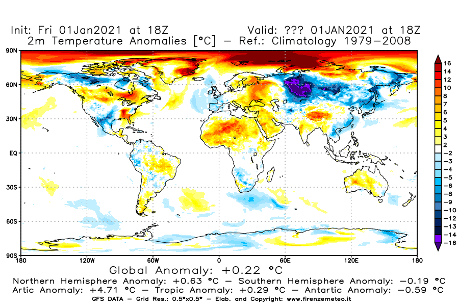 Mappa di analisi GFS - Anomalia Temperatura [°C] a 2 m in World
							del 01/01/2021 18 <!--googleoff: index-->UTC<!--googleon: index-->