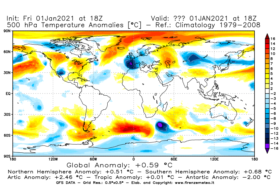 Mappa di analisi GFS - Anomalia Temperatura [°C] a 500 hPa in World
							del 01/01/2021 18 <!--googleoff: index-->UTC<!--googleon: index-->