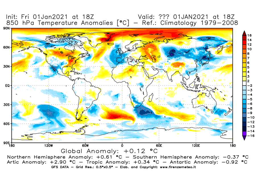 Mappa di analisi GFS - Anomalia Temperatura [°C] a 850 hPa in World
							del 01/01/2021 18 <!--googleoff: index-->UTC<!--googleon: index-->