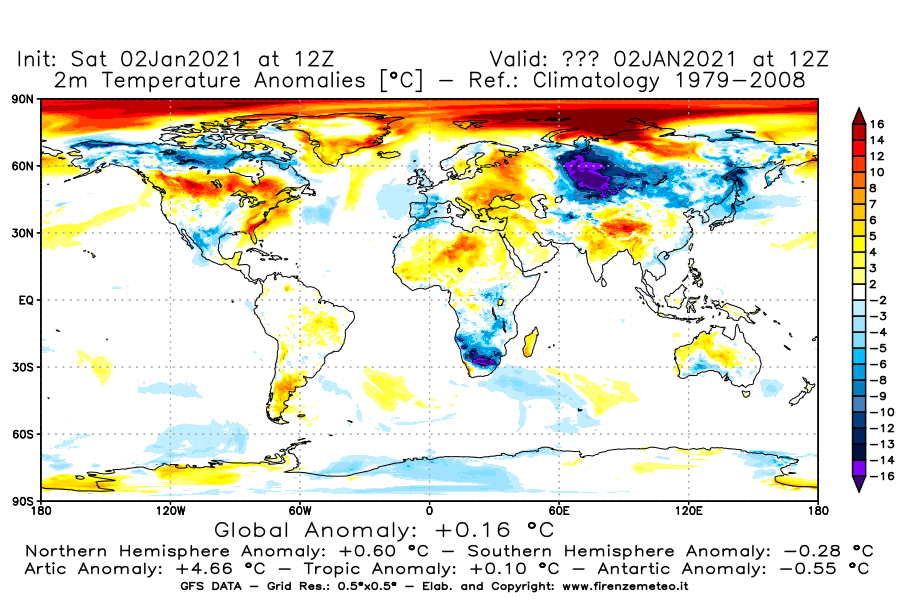 Mappa di analisi GFS - Anomalia Temperatura [°C] a 2 m in World
									del 02/01/2021 12 <!--googleoff: index-->UTC<!--googleon: index-->