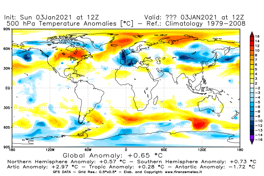 Mappa di analisi GFS - Anomalia Temperatura [°C] a 500 hPa in World
							del 03/01/2021 12 <!--googleoff: index-->UTC<!--googleon: index-->