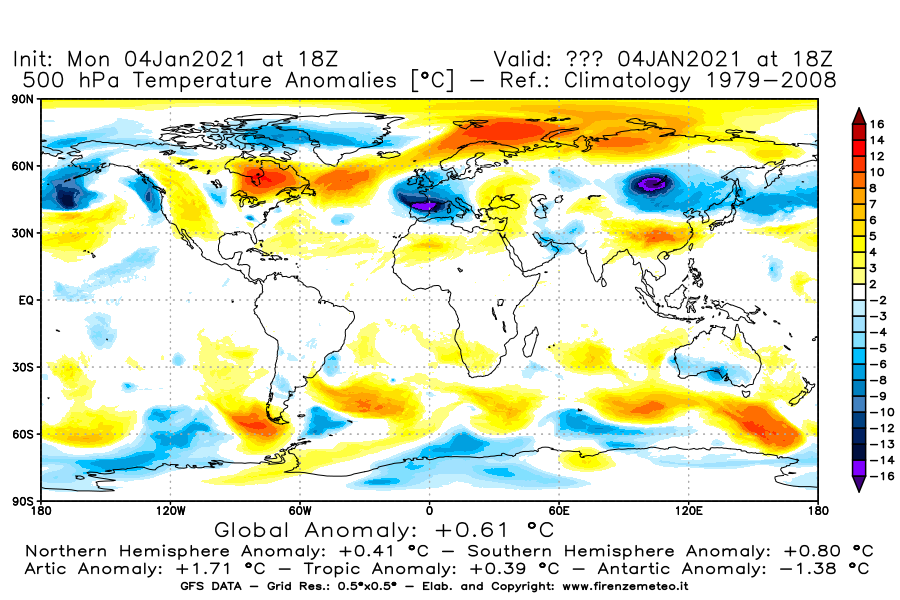 Mappa di analisi GFS - Anomalia Temperatura [°C] a 500 hPa in World
							del 04/01/2021 18 <!--googleoff: index-->UTC<!--googleon: index-->