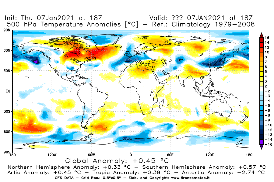 Mappa di analisi GFS - Anomalia Temperatura [°C] a 500 hPa in World
							del 07/01/2021 18 <!--googleoff: index-->UTC<!--googleon: index-->