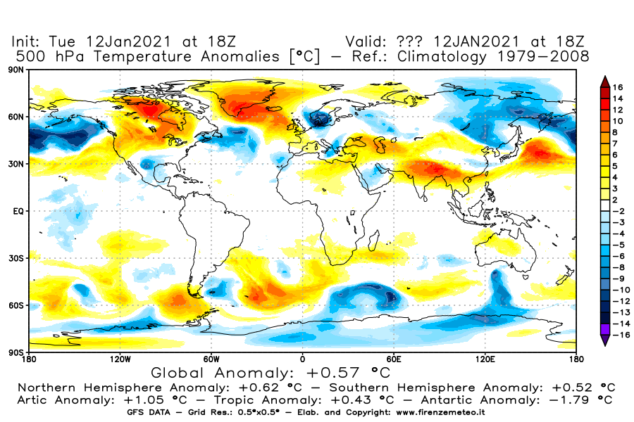 Mappa di analisi GFS - Anomalia Temperatura [°C] a 500 hPa in World
							del 12/01/2021 18 <!--googleoff: index-->UTC<!--googleon: index-->