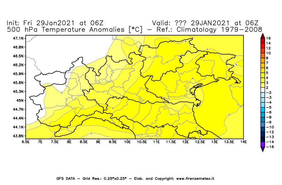 Mappa di analisi GFS - Anomalia Temperatura [°C] a 500 hPa in Nord-Italia
									del 29/01/2021 06 <!--googleoff: index-->UTC<!--googleon: index-->