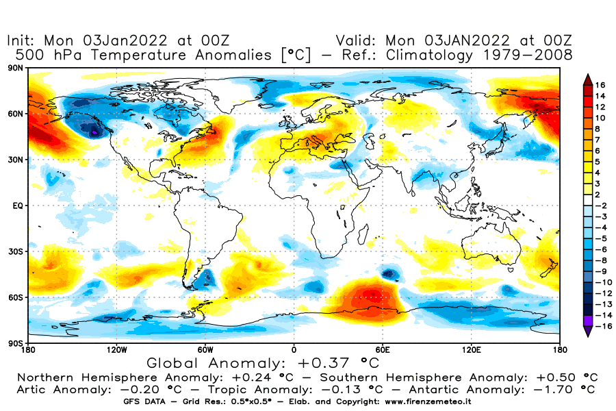 Mappa di analisi GFS - Anomalia Temperatura [°C] a 500 hPa in World
							del 03/01/2022 00 <!--googleoff: index-->UTC<!--googleon: index-->