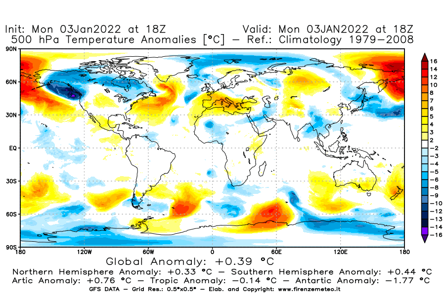 Mappa di analisi GFS - Anomalia Temperatura [°C] a 500 hPa in World
							del 03/01/2022 18 <!--googleoff: index-->UTC<!--googleon: index-->