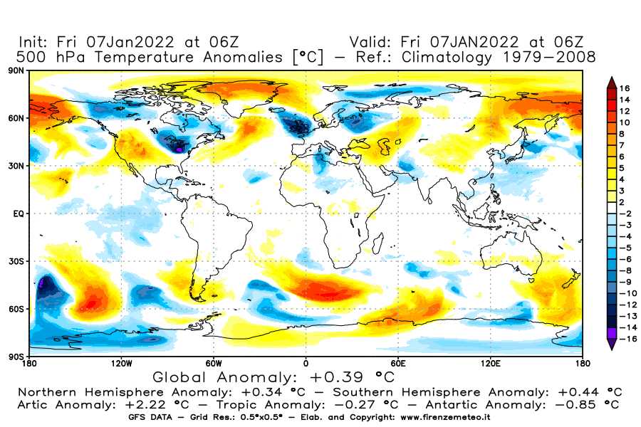 Mappa di analisi GFS - Anomalia Temperatura [°C] a 500 hPa in World
							del 07/01/2022 06 <!--googleoff: index-->UTC<!--googleon: index-->
