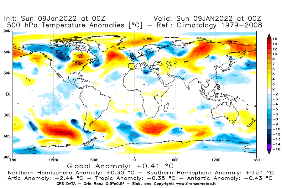 Mappa di analisi GFS - Anomalia Temperatura [°C] a 500 hPa in World
							del 09/01/2022 00 <!--googleoff: index-->UTC<!--googleon: index-->