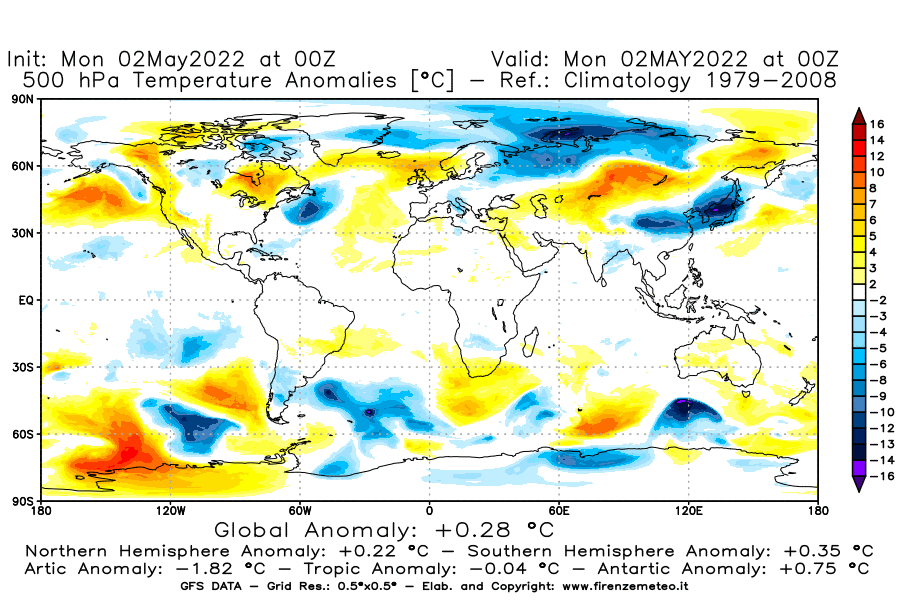 Mappa di analisi GFS - Anomalia Temperatura [°C] a 500 hPa in World
									del 02/05/2022 00 <!--googleoff: index-->UTC<!--googleon: index-->