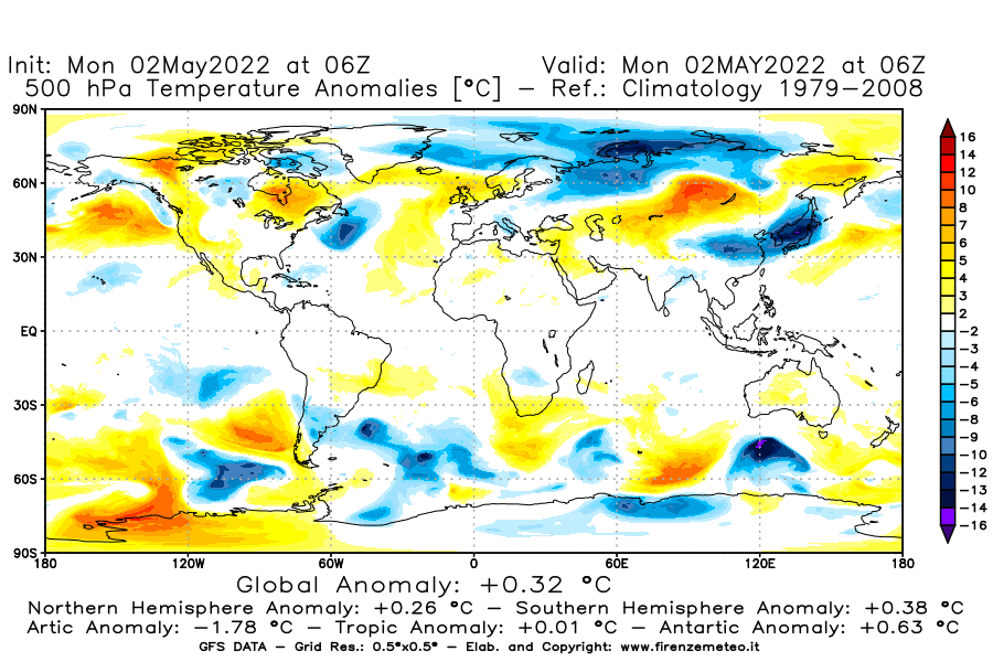Mappa di analisi GFS - Anomalia Temperatura [°C] a 500 hPa in World
									del 02/05/2022 06 <!--googleoff: index-->UTC<!--googleon: index-->