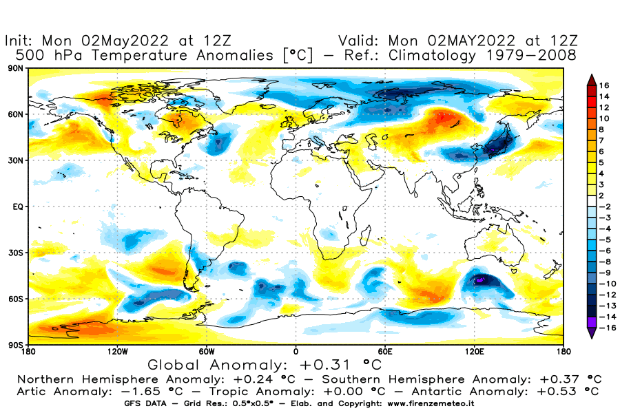 Mappa di analisi GFS - Anomalia Temperatura [°C] a 500 hPa in World
									del 02/05/2022 12 <!--googleoff: index-->UTC<!--googleon: index-->