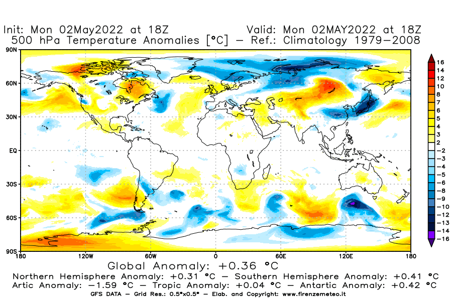Mappa di analisi GFS - Anomalia Temperatura [°C] a 500 hPa in World
									del 02/05/2022 18 <!--googleoff: index-->UTC<!--googleon: index-->