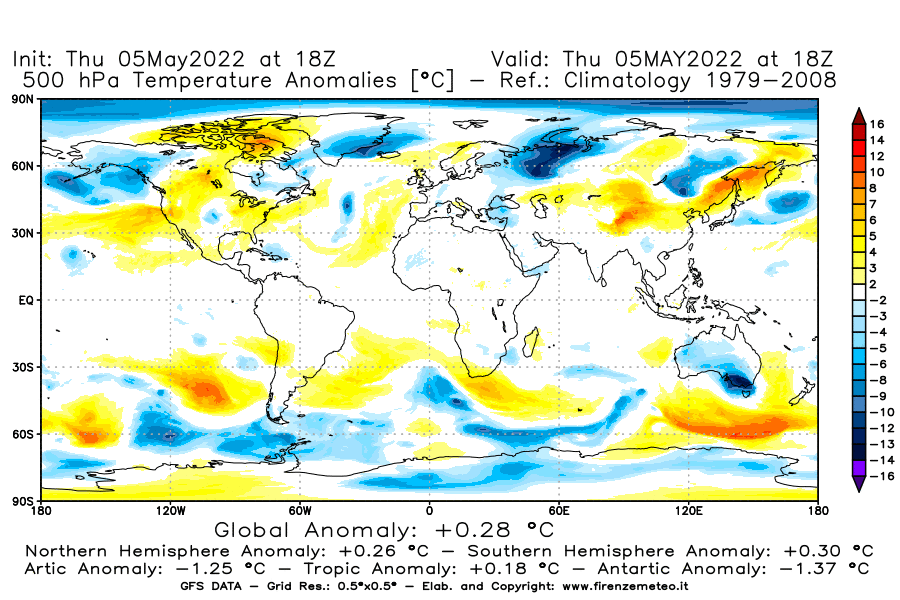 Mappa di analisi GFS - Anomalia Temperatura [°C] a 500 hPa in World
									del 05/05/2022 18 <!--googleoff: index-->UTC<!--googleon: index-->