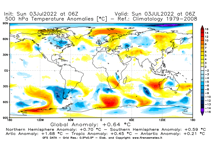 Mappa di analisi GFS - Anomalia Temperatura [°C] a 500 hPa in World
							del 03/07/2022 06 <!--googleoff: index-->UTC<!--googleon: index-->