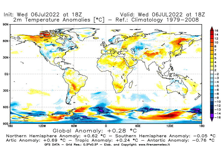 GFS analysi map - Temperature Anomalies [°C] at 2 m in World
									on 06/07/2022 18 <!--googleoff: index-->UTC<!--googleon: index-->