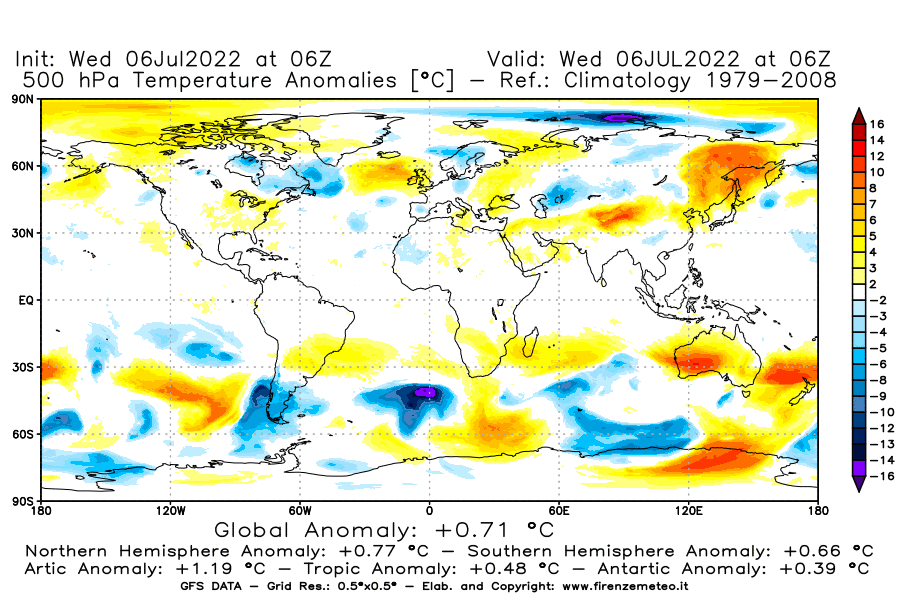 GFS analysi map - Temperature Anomalies [°C] at 500 hPa in World
									on 06/07/2022 06 <!--googleoff: index-->UTC<!--googleon: index-->