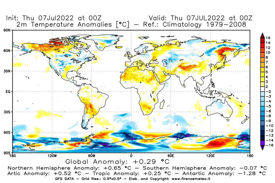 GFS analysi map - Temperature Anomalies [°C] at 2 m in World
									on 07/07/2022 00 <!--googleoff: index-->UTC<!--googleon: index-->