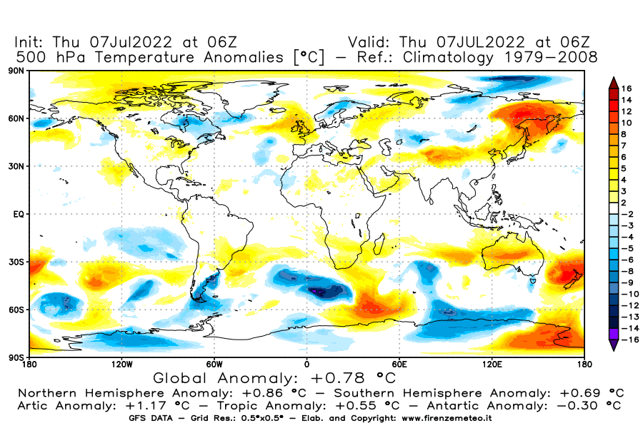 GFS analysi map - Temperature Anomalies [°C] at 500 hPa in World
									on 07/07/2022 06 <!--googleoff: index-->UTC<!--googleon: index-->