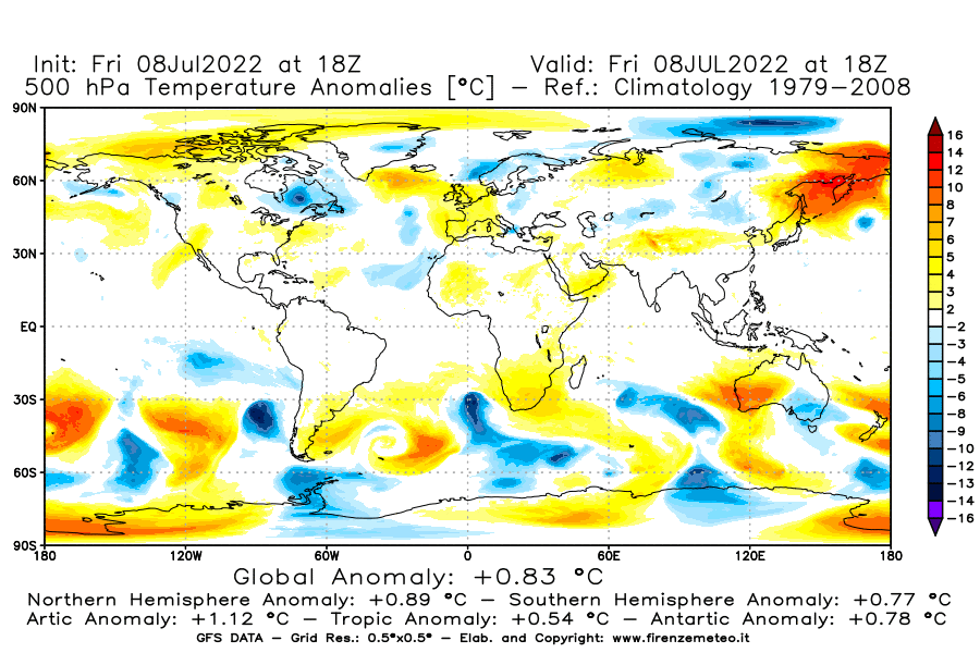 Mappa di analisi GFS - Anomalia Temperatura [°C] a 500 hPa in World
							del 08/07/2022 18 <!--googleoff: index-->UTC<!--googleon: index-->