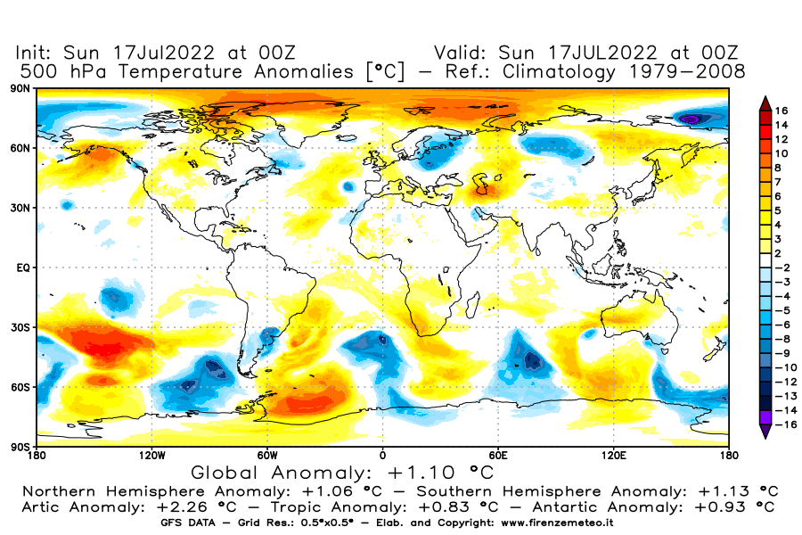Mappa di analisi GFS - Anomalia Temperatura [°C] a 500 hPa in World
							del 17/07/2022 00 <!--googleoff: index-->UTC<!--googleon: index-->