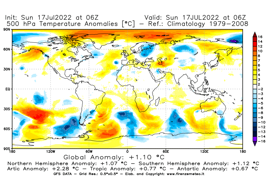Mappa di analisi GFS - Anomalia Temperatura [°C] a 500 hPa in World
							del 17/07/2022 06 <!--googleoff: index-->UTC<!--googleon: index-->