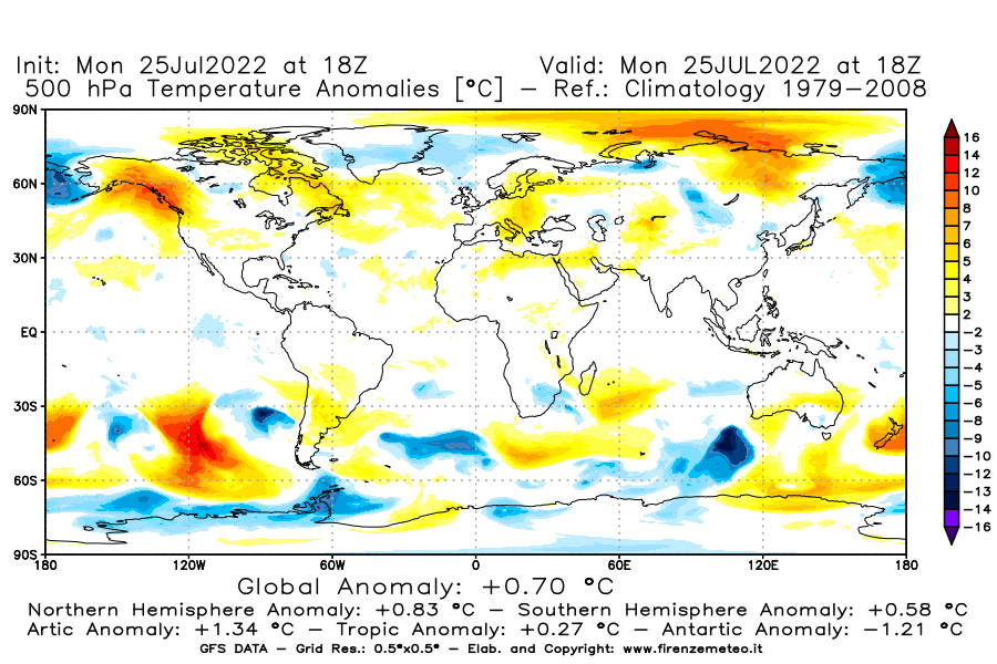 Mappa di analisi GFS - Anomalia Temperatura [°C] a 500 hPa in World
							del 25/07/2022 18 <!--googleoff: index-->UTC<!--googleon: index-->