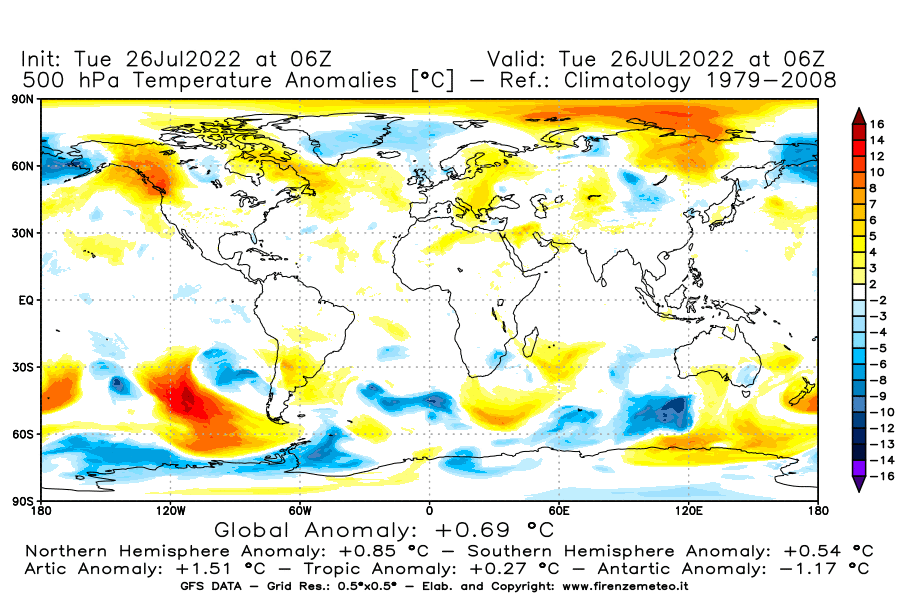 Mappa di analisi GFS - Anomalia Temperatura [°C] a 500 hPa in World
							del 26/07/2022 06 <!--googleoff: index-->UTC<!--googleon: index-->