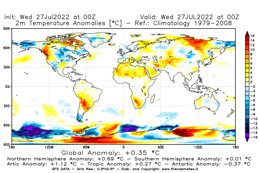 GFS analysi map - Temperature Anomalies [°C] at 2 m in World
									on 27/07/2022 00 <!--googleoff: index-->UTC<!--googleon: index-->