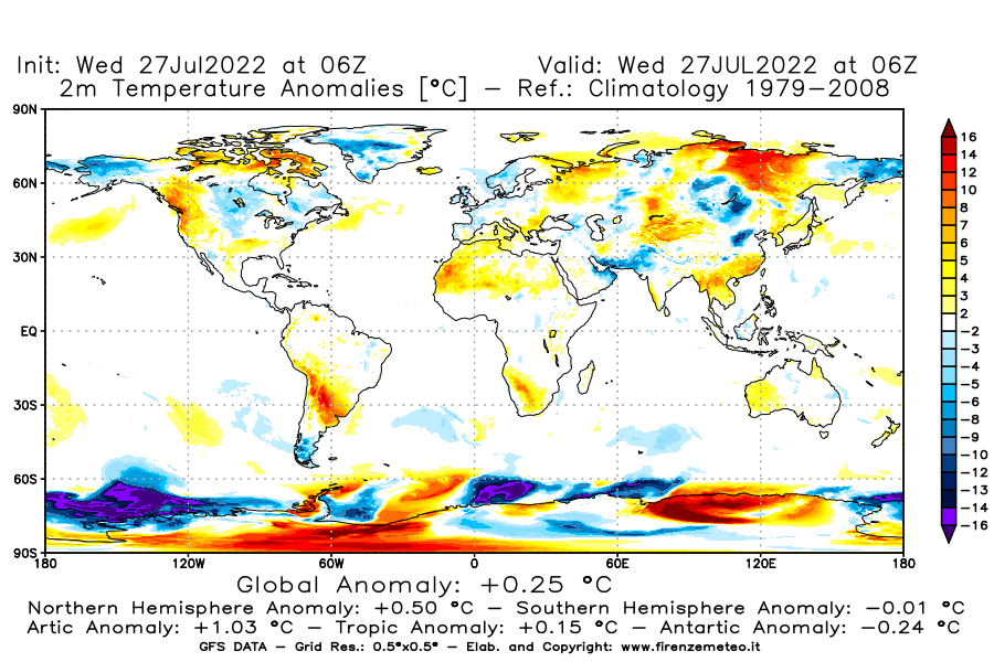 GFS analysi map - Temperature Anomalies [°C] at 2 m in World
									on 27/07/2022 06 <!--googleoff: index-->UTC<!--googleon: index-->