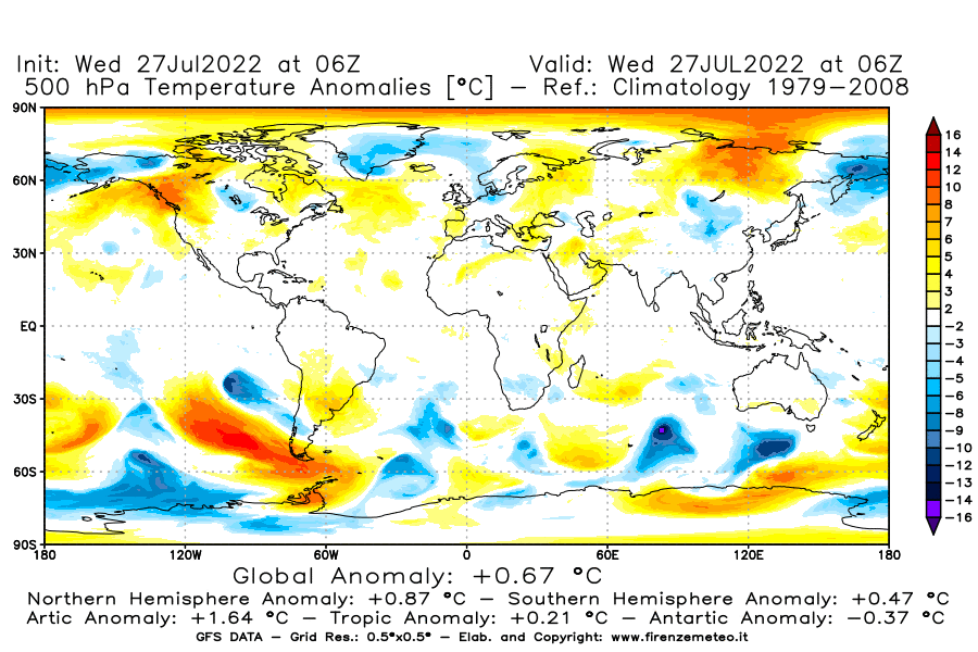 GFS analysi map - Temperature Anomalies [°C] at 500 hPa in World
									on 27/07/2022 06 <!--googleoff: index-->UTC<!--googleon: index-->