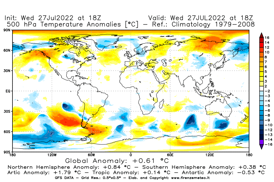 GFS analysi map - Temperature Anomalies [°C] at 500 hPa in World
									on 27/07/2022 18 <!--googleoff: index-->UTC<!--googleon: index-->