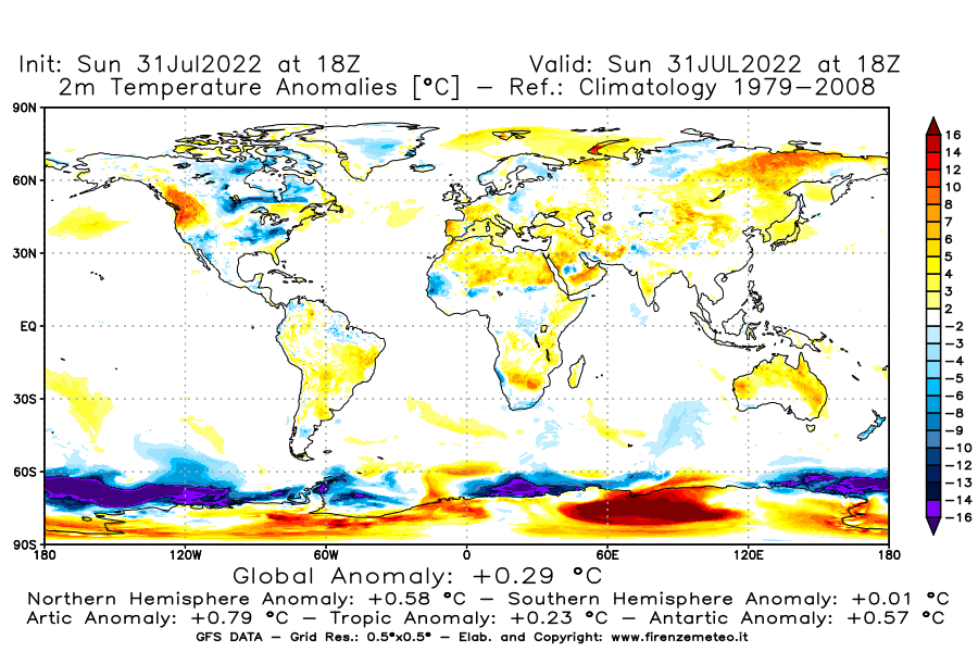 GFS analysi map - Temperature Anomalies [°C] at 2 m in World
									on 31/07/2022 18 <!--googleoff: index-->UTC<!--googleon: index-->