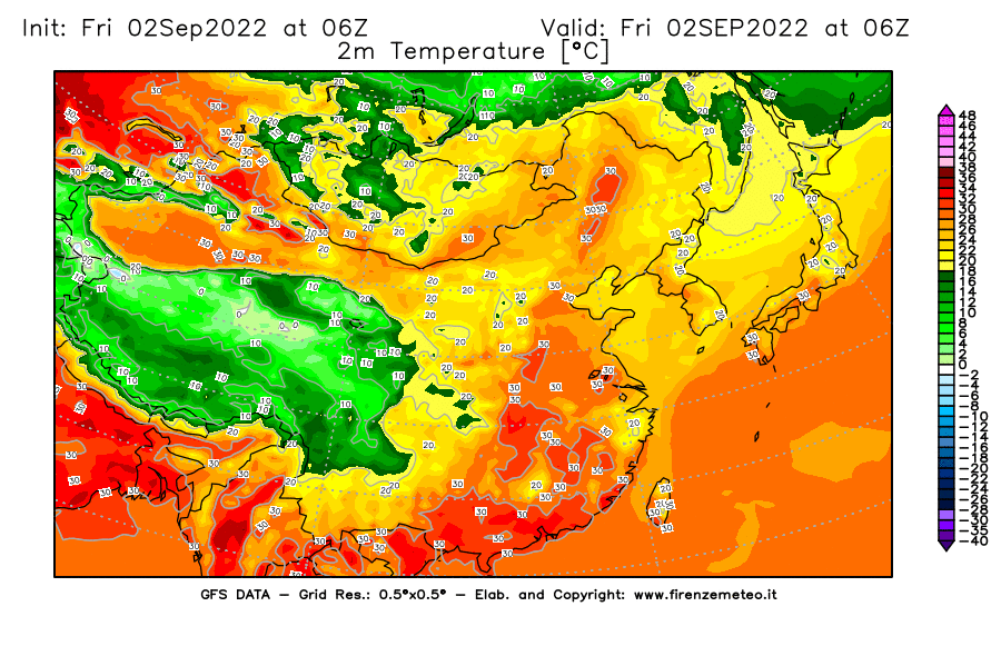 GFS analysi map - Temperature at 2 m above ground [°C] in East Asia
									on 02/09/2022 06 <!--googleoff: index-->UTC<!--googleon: index-->