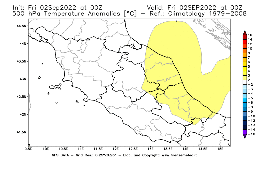 GFS analysi map - Temperature Anomalies [°C] at 500 hPa in Central Italy
									on 02/09/2022 00 <!--googleoff: index-->UTC<!--googleon: index-->