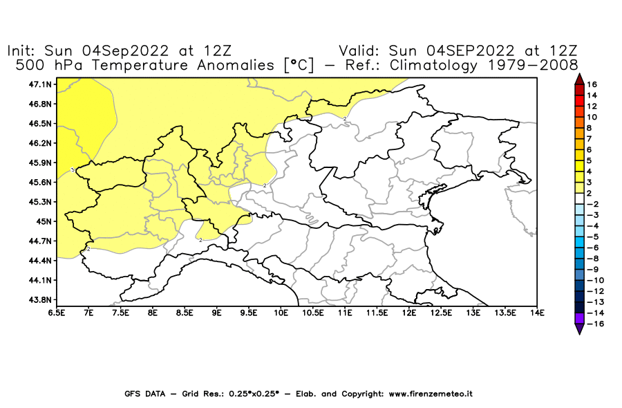Mappa di analisi GFS - Anomalia Temperatura [°C] a 500 hPa in Nord-Italia
							del 04/09/2022 12 <!--googleoff: index-->UTC<!--googleon: index-->