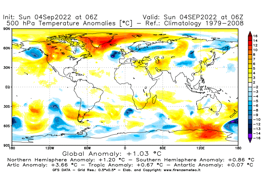 Mappa di analisi GFS - Anomalia Temperatura [°C] a 500 hPa in World
							del 04/09/2022 06 <!--googleoff: index-->UTC<!--googleon: index-->