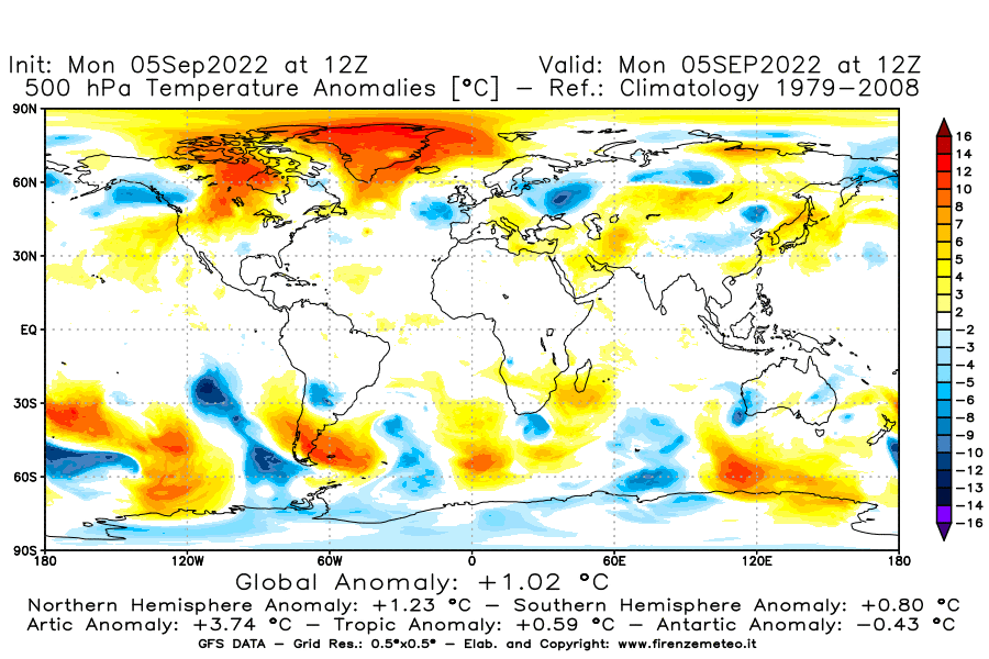 GFS analysi map - Temperature Anomalies [°C] at 500 hPa in World
									on 05/09/2022 12 <!--googleoff: index-->UTC<!--googleon: index-->