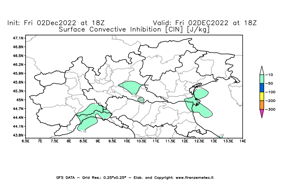 Mappa di analisi GFS - CIN [J/kg] in Nord-Italia
							del 02/12/2022 18 <!--googleoff: index-->UTC<!--googleon: index-->
