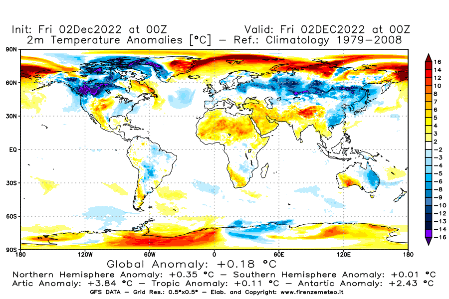 Mappa di analisi GFS - Anomalia Temperatura [°C] a 2 m in World
							del 02/12/2022 00 <!--googleoff: index-->UTC<!--googleon: index-->