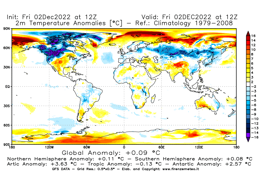 Mappa di analisi GFS - Anomalia Temperatura [°C] a 2 m in World
							del 02/12/2022 12 <!--googleoff: index-->UTC<!--googleon: index-->