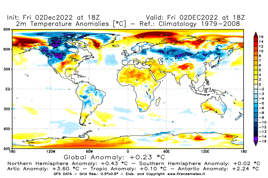 Mappa di analisi GFS - Anomalia Temperatura [°C] a 2 m in World
							del 02/12/2022 18 <!--googleoff: index-->UTC<!--googleon: index-->