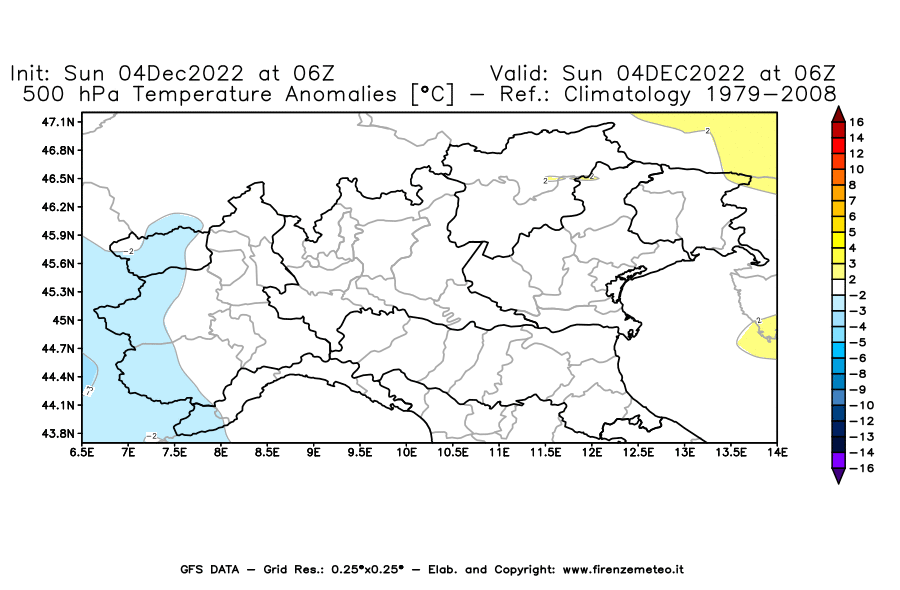 Mappa di analisi GFS - Anomalia Temperatura [°C] a 500 hPa in Nord-Italia
							del 04/12/2022 06 <!--googleoff: index-->UTC<!--googleon: index-->
