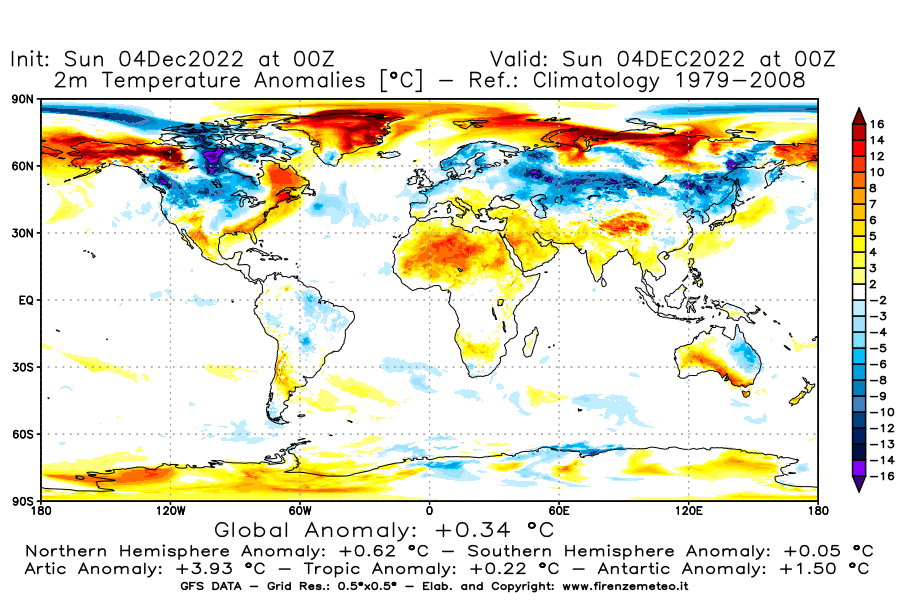 Mappa di analisi GFS - Anomalia Temperatura [°C] a 2 m in World
							del 04/12/2022 00 <!--googleoff: index-->UTC<!--googleon: index-->