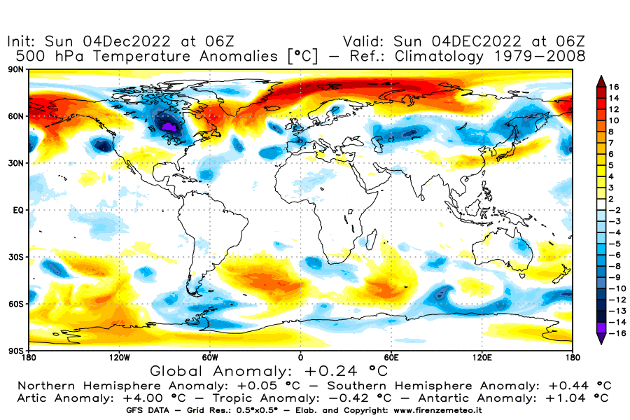 Mappa di analisi GFS - Anomalia Temperatura [°C] a 500 hPa in World
							del 04/12/2022 06 <!--googleoff: index-->UTC<!--googleon: index-->
